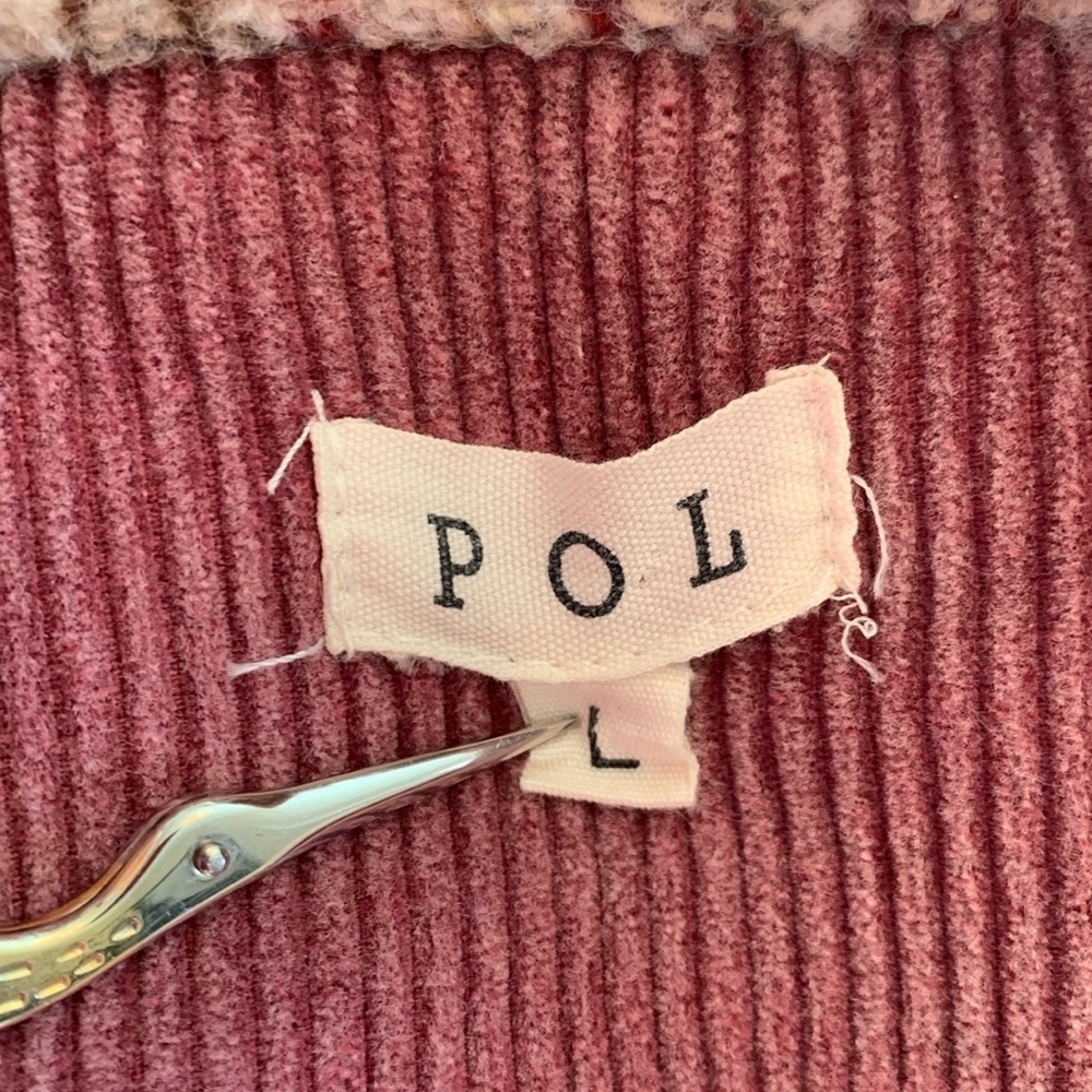 Pols jacket women's L corduroy plaid, fleece, button front, pockets. Shacket euc - Picture 10 of 17